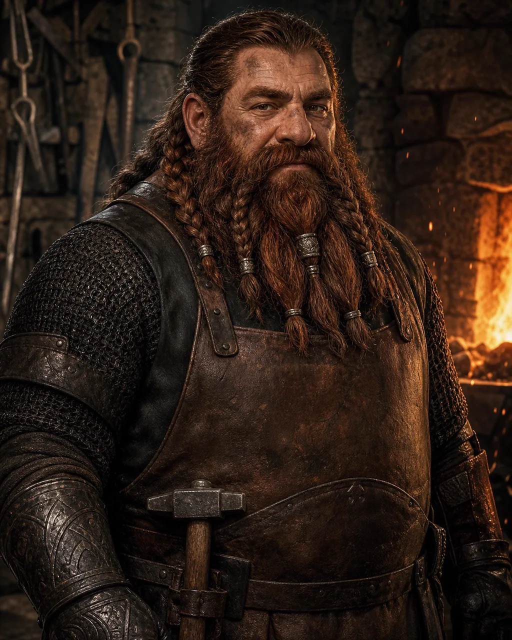 Portrait of Borin Ironhand at his forge