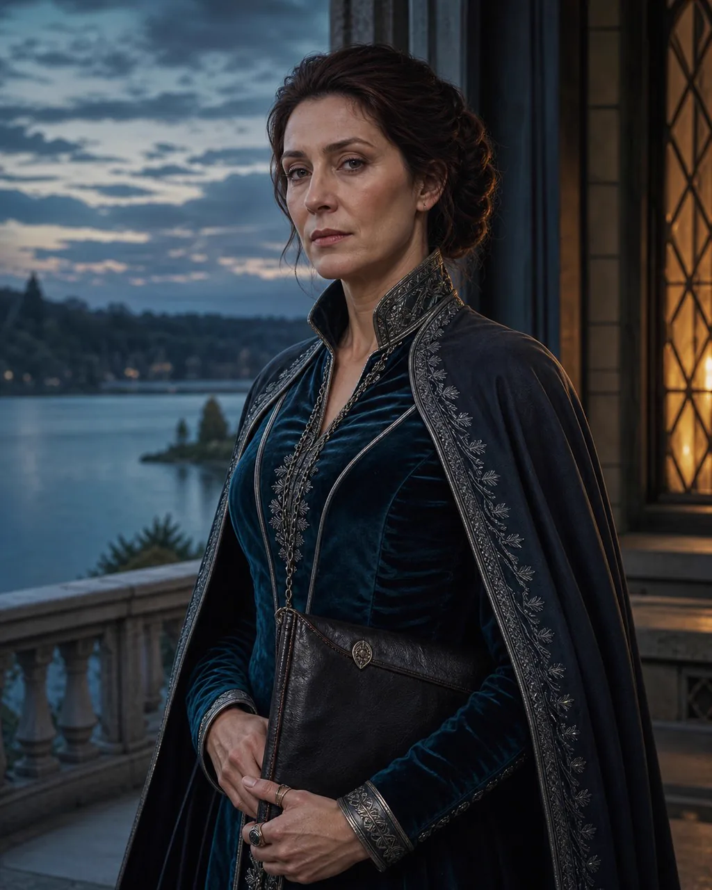 Portrait of Lady Neressa Vale overlooking Silvermere