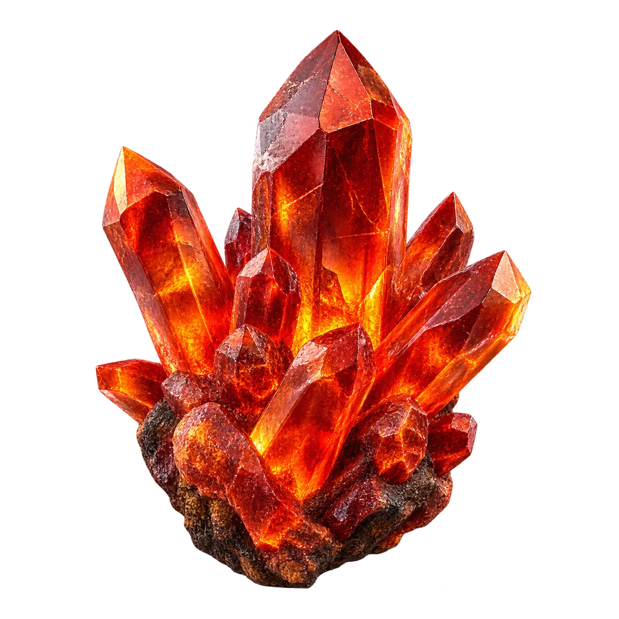 Glowing orange crystal shard cluster
